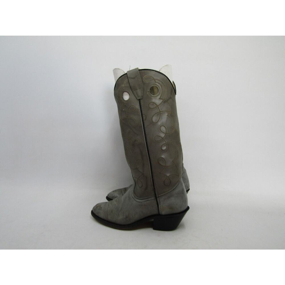 Acme Youth Size 4 D Gray Leather Buckaroo Western Cowboy Boots